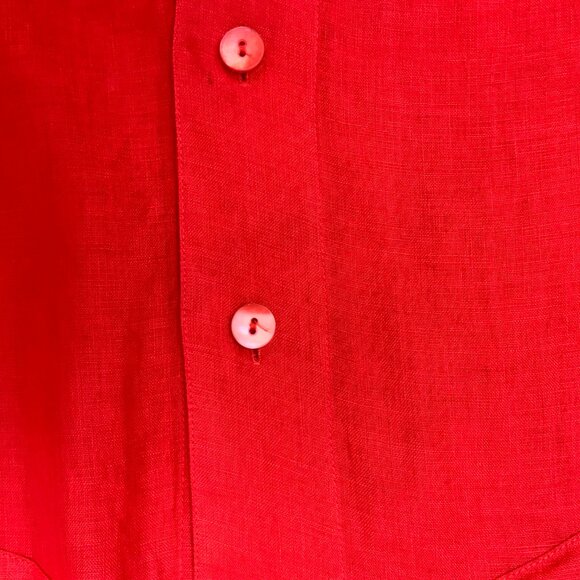Vintage 90s Ann Taylor 100% Linen Red Button Up Shirt Small - Picture 7 of 16